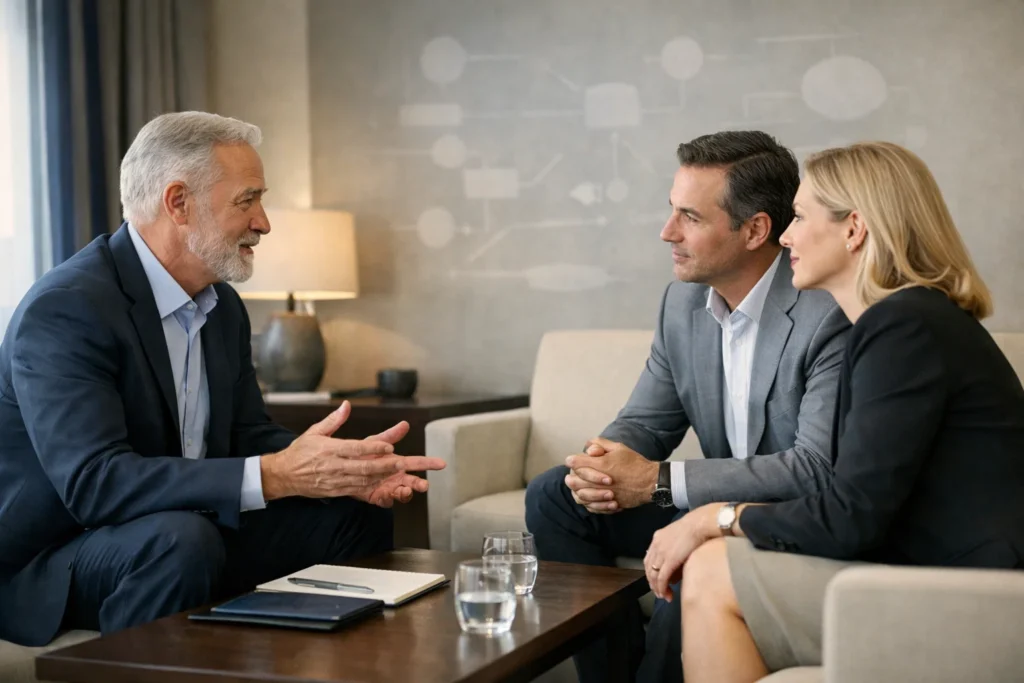 A structured, confidential discussion to align objectives, risks, and next steps.